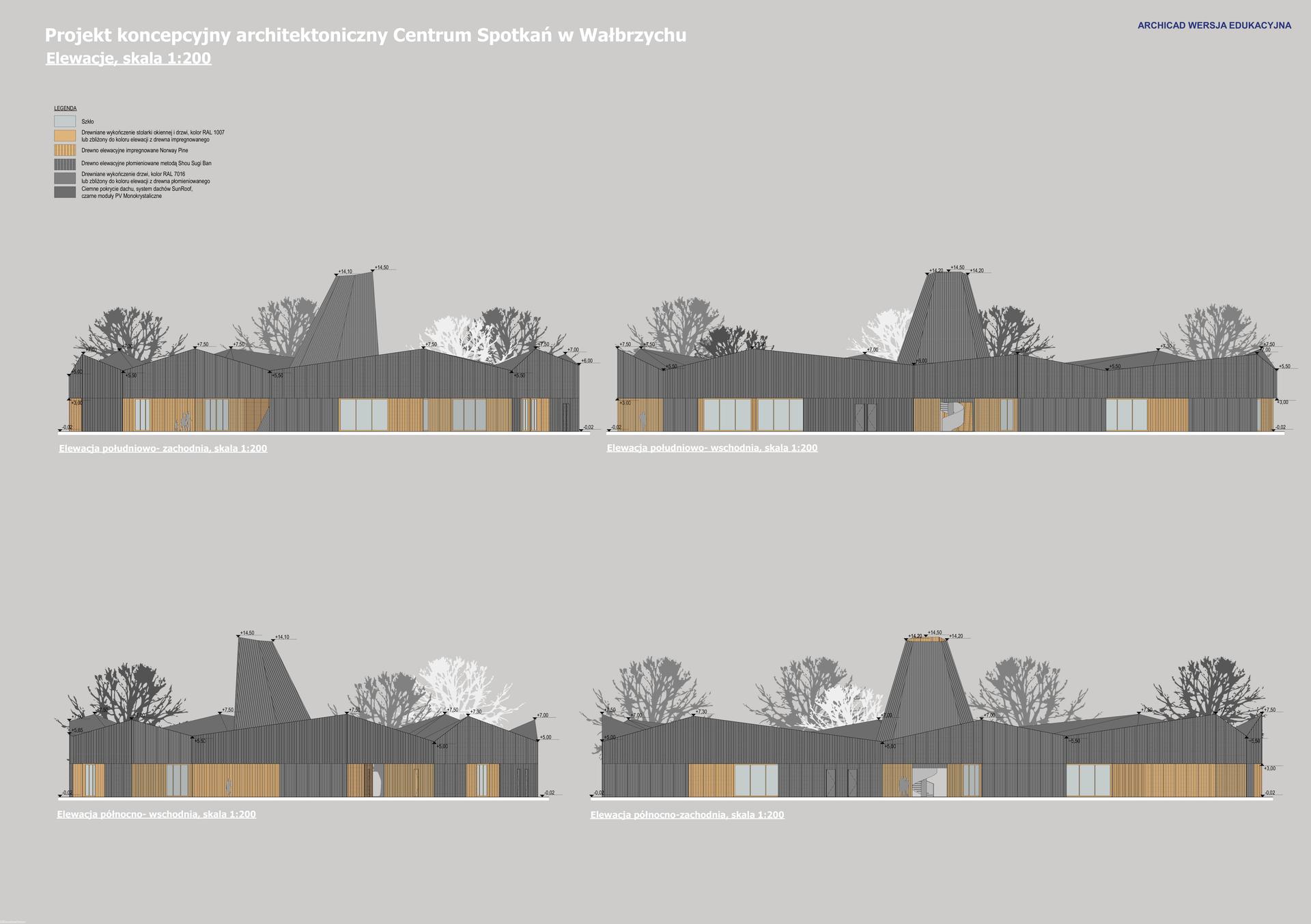 Projekt koncepcyjny architektoniczny Centrum Spotkań „Nowe Kurniki” w Wałbrzychu.