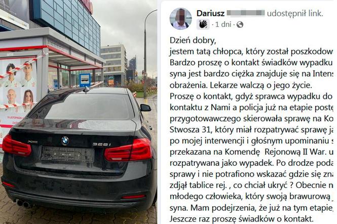 Ojciec zrozpaczony po wypadku syna. „Lekarze walczą o jego życie”