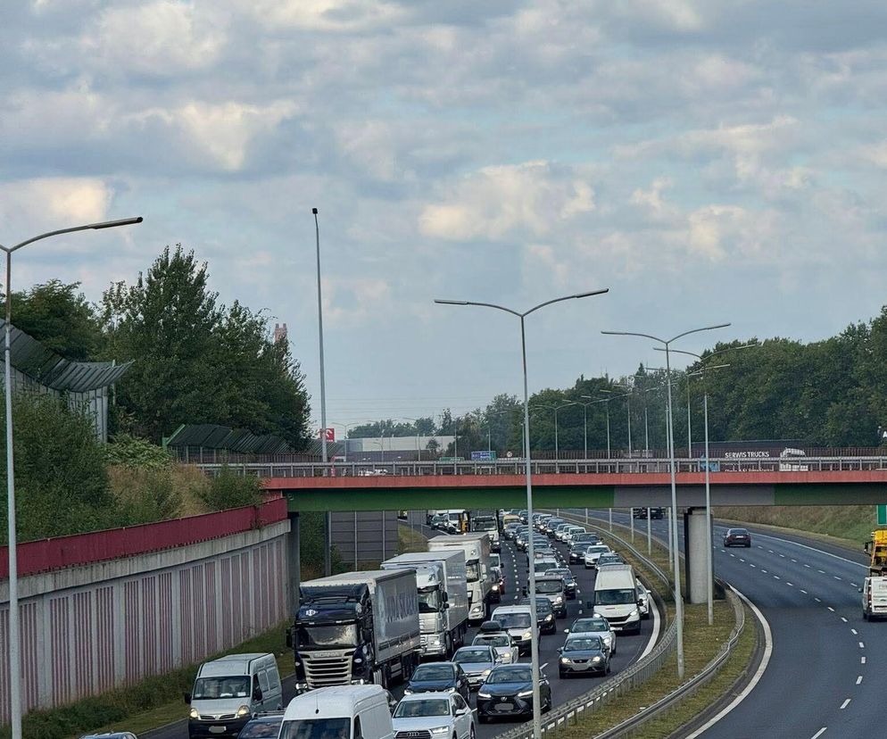 Poranny paraliż na DTŚ. Zderzenie dwóch pojazdów zablokowało trasę w kierunku Katowic