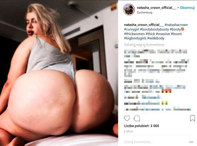 Natasha Crown ma największe pośladki na świecie?