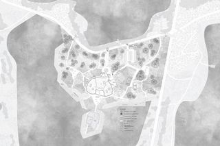 Brownfield - biurowiec na post-industrialnym terenie kopalni otoczonym przez sztuczne jeziora