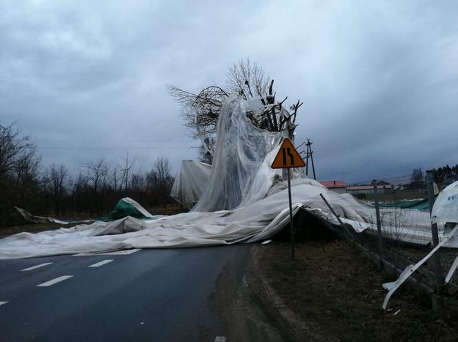 Wiatr zerwał halę sportową w Łajskach