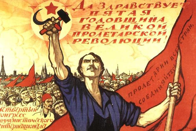 Plakat propagandowy z okazji 5. rocznicy rewolucji październikowej
