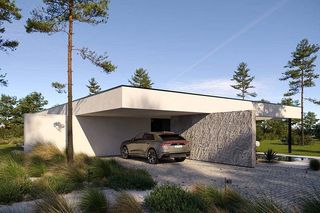 Domy z dużym zadaszonym tarasem