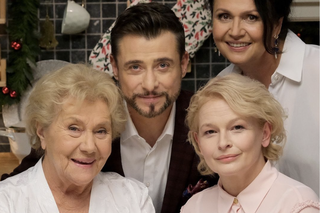 M jak miłość świąteczny odcinek specjalny. Wigilia Mostowiaków. Marek (Kacper Kuszewski), Marta (Dominika Ostałowska), Marysia (Małgorzata Pieńkowska), Barbara (Teresa Lipowska)