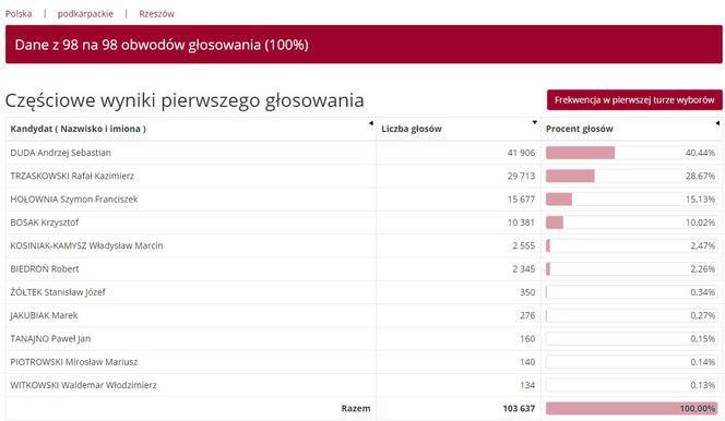 Wybory prezydenckie 2020: Jak głosowali mieszkańcy Podkarpacia