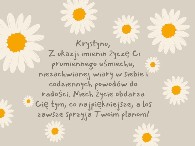 Kartka z życzeniami na imieniny Krystyny