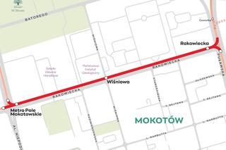 Tramwaj na Rakowieckiej w Warszawie – mapa