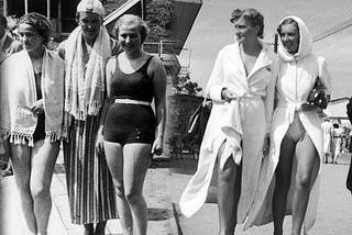 Te stroje kąpielowe zmieniły modę plażową przed erą bikini. Zobacz zdjęcia