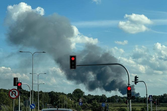 Mazowieckie. Pożar hali w Wólce Kosowskiej. Trwa ewakuacja i gaszenie obiektu [ZDJĘCIA]