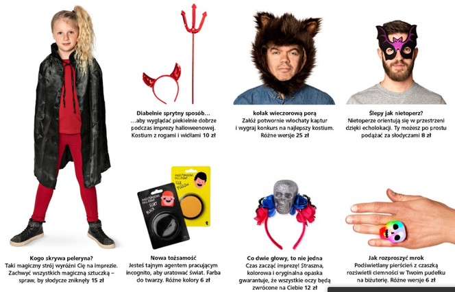 Gadżety i stroje na Halloween w sklepach flying tiger