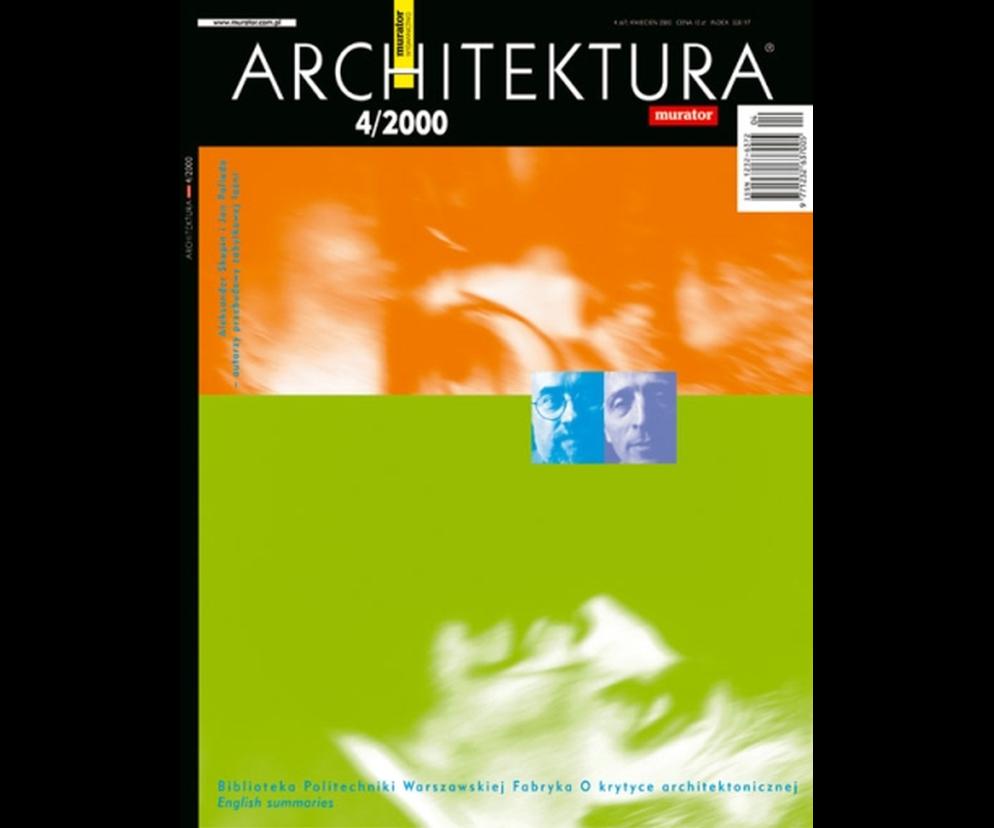 Okładka Miesięcznik Architektura 04/2000