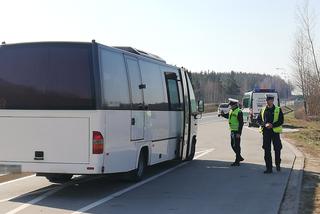 Kontrole autokarów, busów, autobusów. Inspektorzy i policjanci sprawdzają czy przewoźnicy stosują się do ograniczeń