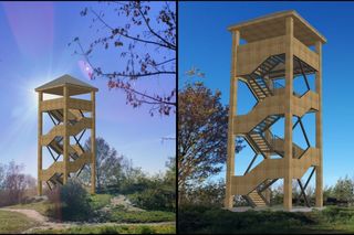 Pierwszy z możliwych projektów wieży widokowej na Górce Rogowskiej w Łodzi