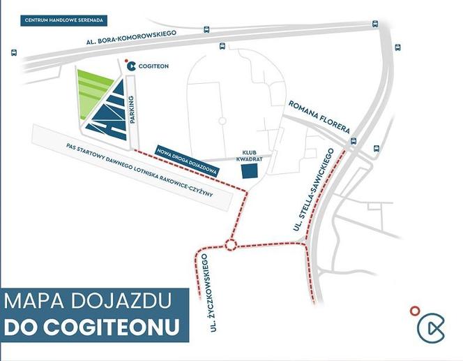 Mapa dojazdu do Cogiteonu w Krakowie
