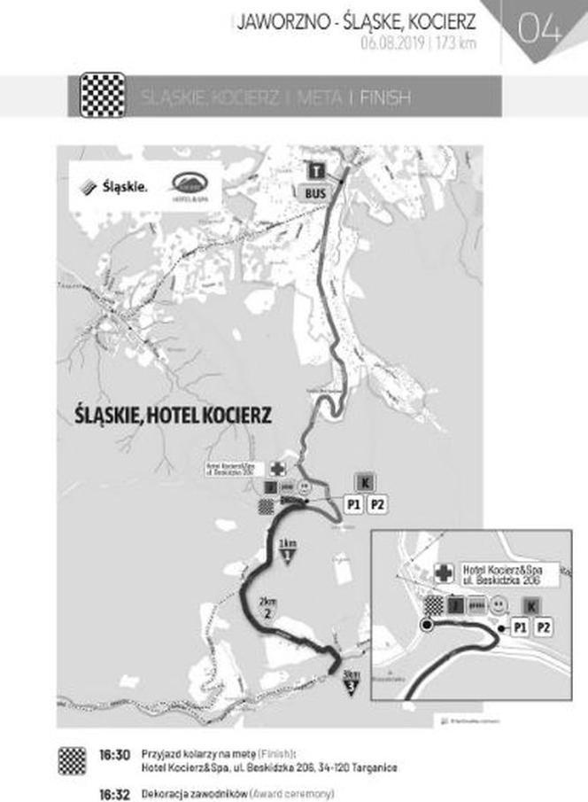 Tour de Pologne 2019 Etap IV Jaworzno – Śląskie, Kocierz MAPA