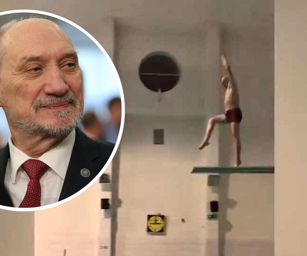 Antoni Macierewicz trenuje skoki do wody