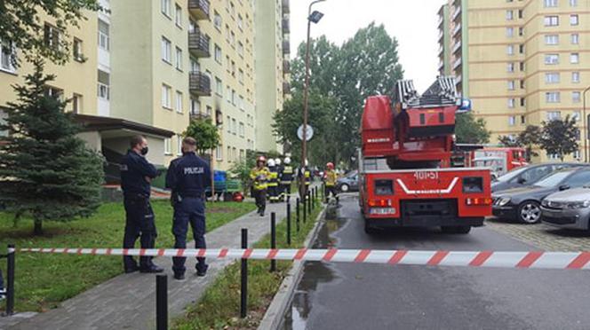 Bełchatów. Pożar w bloku! Płomienie buchały z okna. W domu była rodzina z dziećmi 