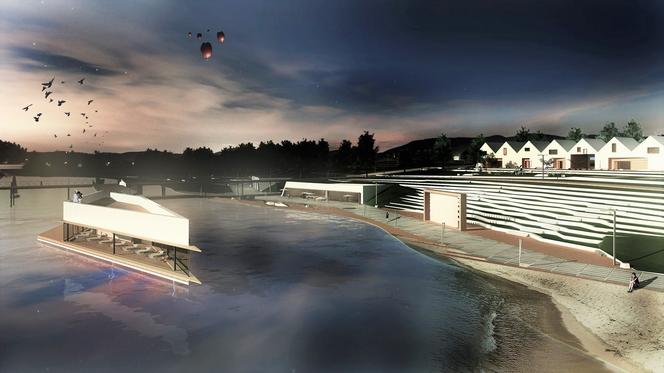 Zagospodarowanie terenu wokół zalewu Lubianka. Widok z góry