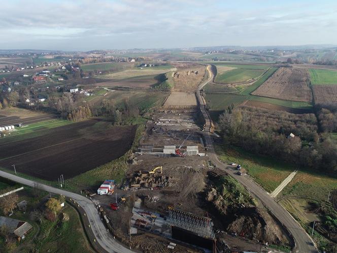 Budowa S7 Kraków-Widoma. Zdjęcia z lotu ptaka