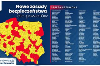 Blisko połowa Polski jest w czerwonej strefie! W których powiatach najbardziej rygorystyczne obostrzenia? 