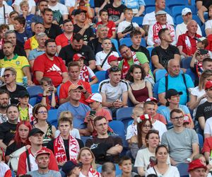 Kibice na meczu gwiazd Polska - Brazylia na Stadionie Śląskim