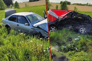 Śmiertelny wypadek pod Morągiem. BMW zmiażdżyło Opla!