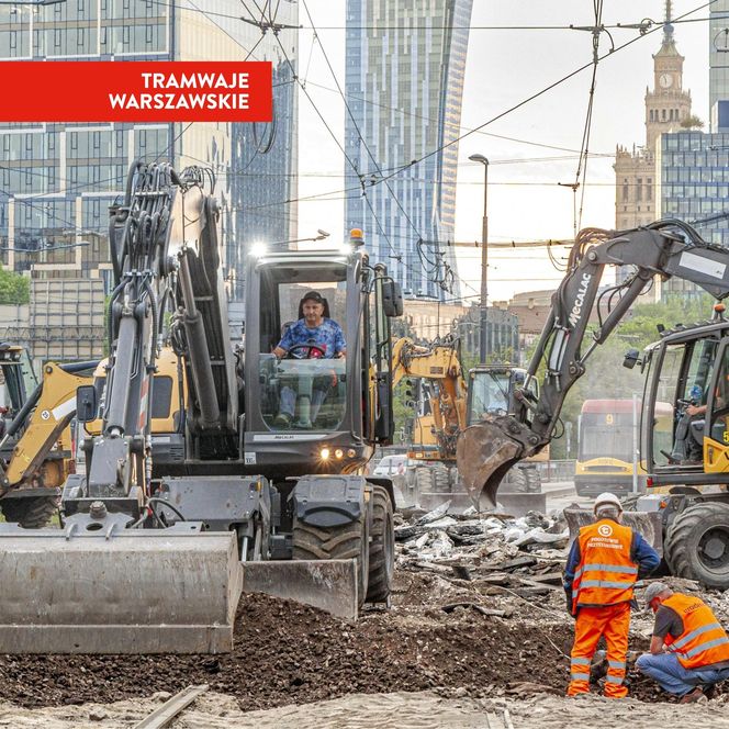 Tramwajowy remont pl. Zawiszy w Warszawie
