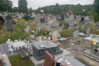 Ksiądz kazał białą farbą pisać na nagrobkach likwidacja