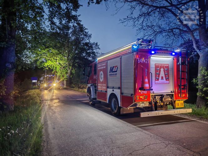 Dramatyczny wypadek w Tychach. Kierowca spłonął w aucie po uderzeniu w drzewo 