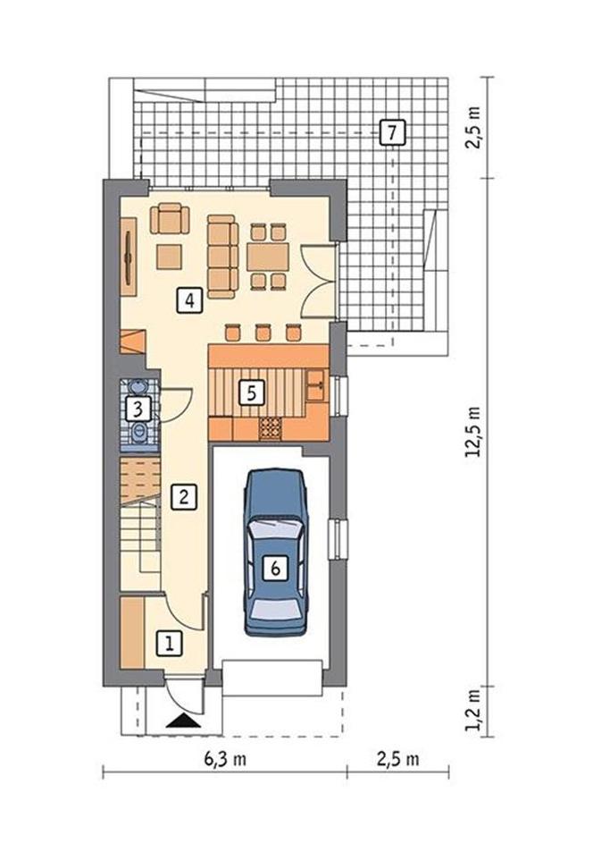 Projekt domu M225 Światła miasta - plan parteru