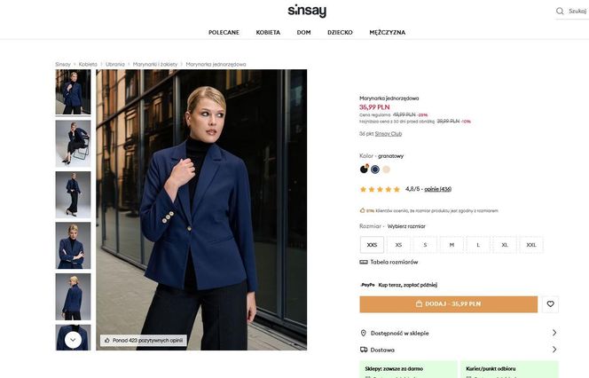 Marynarki i żakiety Sinsay