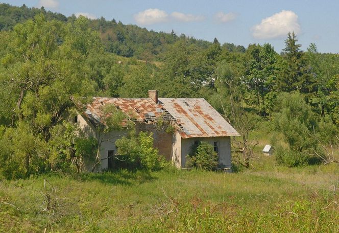 Opustoszałe miejsce w Małopolsce. Po wojnie wysiedlono stamtąd wszystkich mieszkańców 