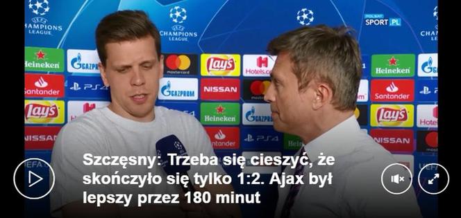 Wojciech Szczęsny po meczu Juventus Turyn - Ajax Amsterdam