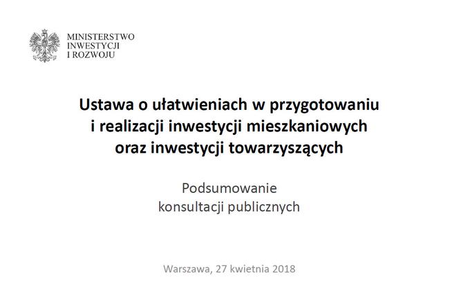 Specustawa mieszkaniowa - prezentacja MInisterstwa Inwestycji i Rozwoju