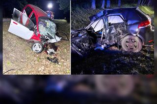 Dwie osobówki totalnie zniszczone! 18-letni kierowca nie żyje, 47-latka poważnie ranna [ZDJĘCIA]