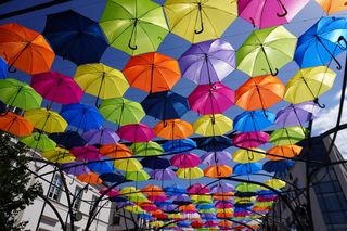 Kolorowe parasolki nad ulicą Kilińskiego w Białymstoku