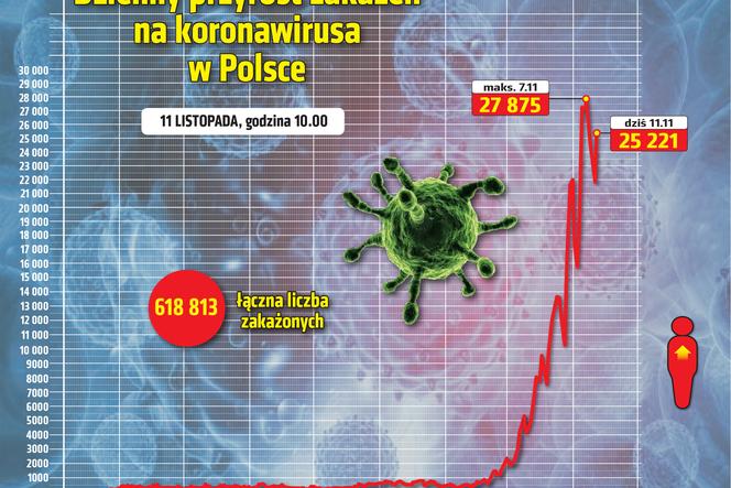 Koronawirus w Polsce: ile zakażeń dzisiaj (11.11)? Jaki jest stan zachorowań w woj. łódzkim? [DANE]