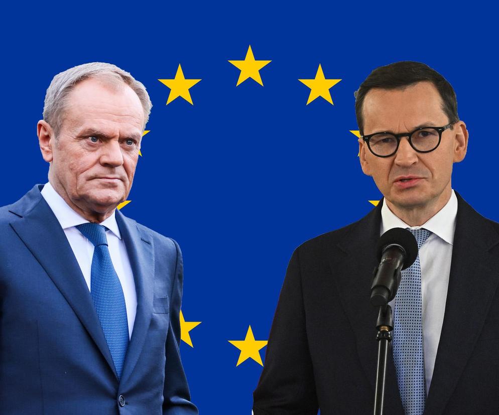 Tusk, Morawiecki i flaga UE