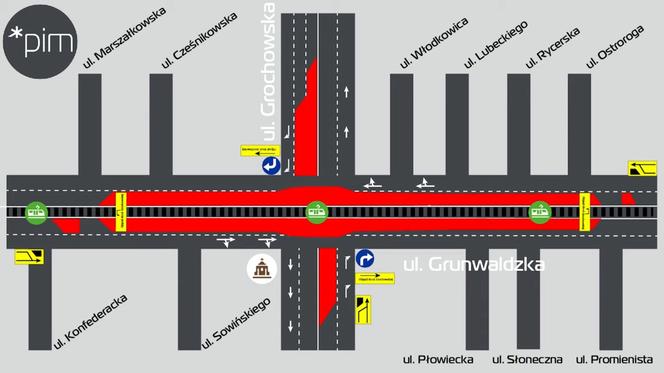Uwaga na skrzyżowaniu Grunwaldzkiej i Grochowskiej! Sprawdź zmiany w organizacji ruchu