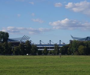 Błonia, widok na stadion Wisły Krakow