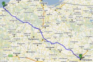 Trasa 10 Warszawa - Mielno mapka