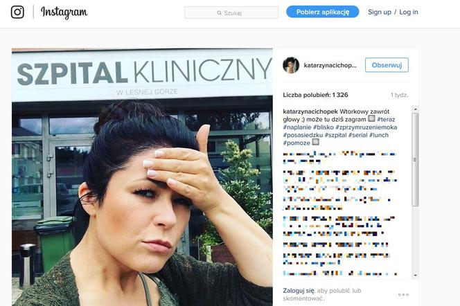 Instagram: Katarzyna Cichopek na planie Na dobre i na złe w szpitalu w Leśnej Górze