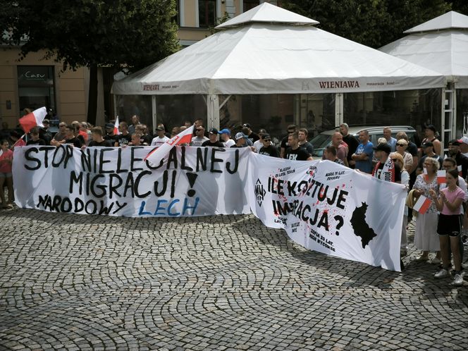 Manifestacja pod hasłem "Sto nielegalnej imigracji" w Lesznie