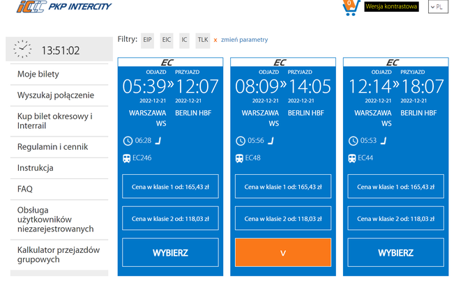 Bilety PKP Intercity droższe po Polsce niż do Niemiec.