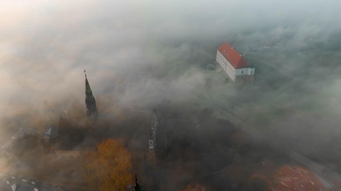 Sandomierz w jesiennej szacie z lotu ptaka