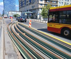 Tramwajowy remont pl. Zawiszy w Warszawie