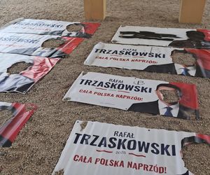 Łowca głów Rafała Trzaskowskiego w rękach policji. Pociął 50 transparentów wyborczych!
