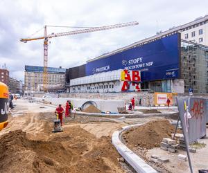 Parking podziemny pod placem Powstańców Warszawy w budowie