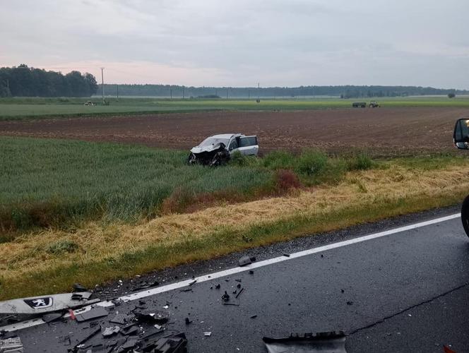 Z jednego auta została kupa złomu, drugie wypadło z drogi